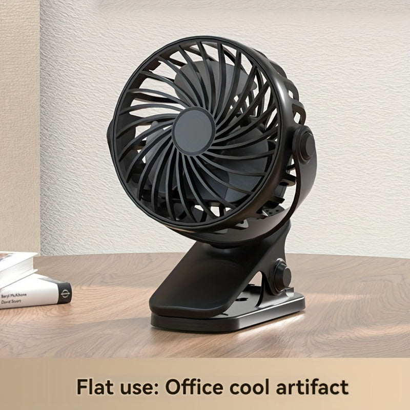 Mini Portable USB Clip Fan with Charging, Desktop and Wall Mount, Small Electric Fan