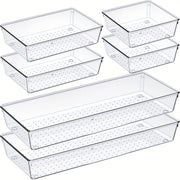 6-Piece Acrylic Drawer Organizer Set for Kitchen and RV Storage Non-Slip Crack-Resistant Large Dividers