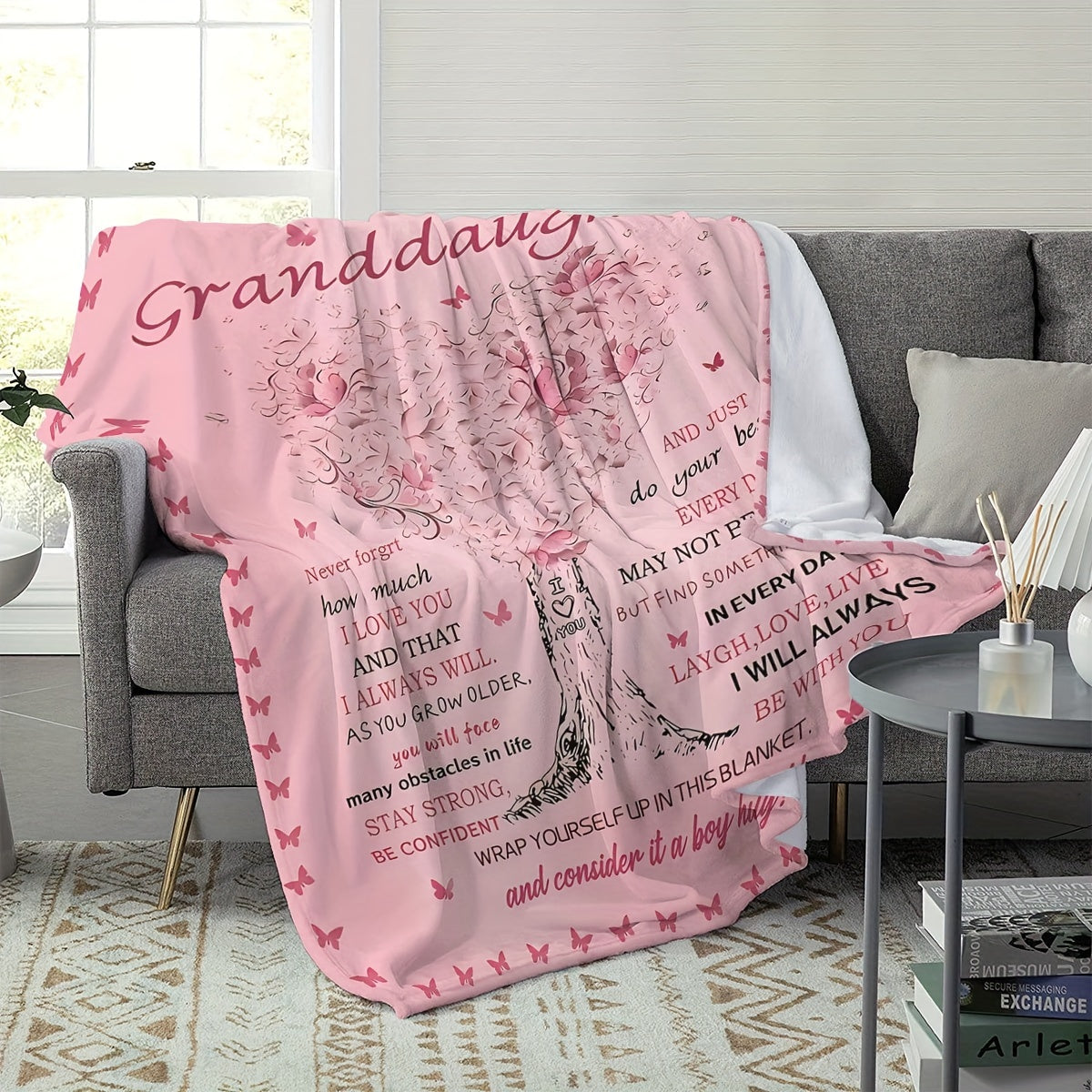 Flower Patterned Fleece Throw Blanket Cozy Flannel Sofa Cover Lightweight 200-250g for Home and Gift