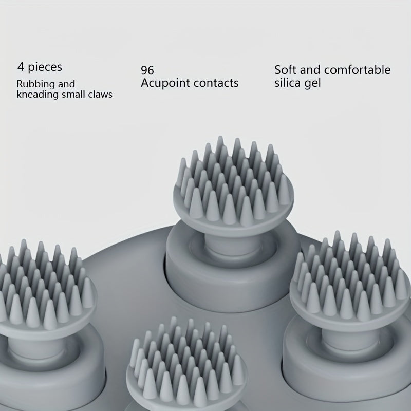 4 ta silikon massaj boshliqlari bilan inson barmoqlarini taqlid qiluvchi uy hayvonlari uchun massaj qiluvchi bosh, mushuklar va itlar uchun mukammal.