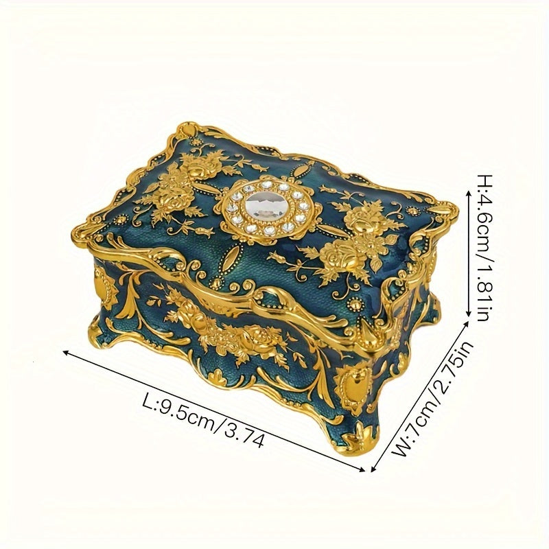 Красная эмалированная шкатулка для украшений с бархатным интерьером для серег, часов и аксессуаров