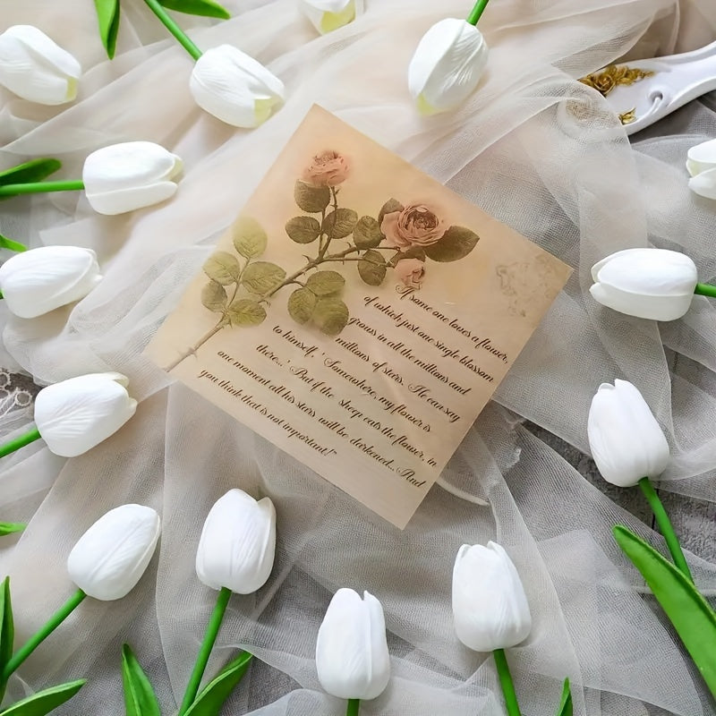 10pcs White Tulip Artificial Flowers for Weddings, Spring Wreaths, Home Decor