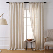 Cortinas de lino y mezcla de lino transparentes con ojales, tema pastoral, sin forro, semi-translúcidas