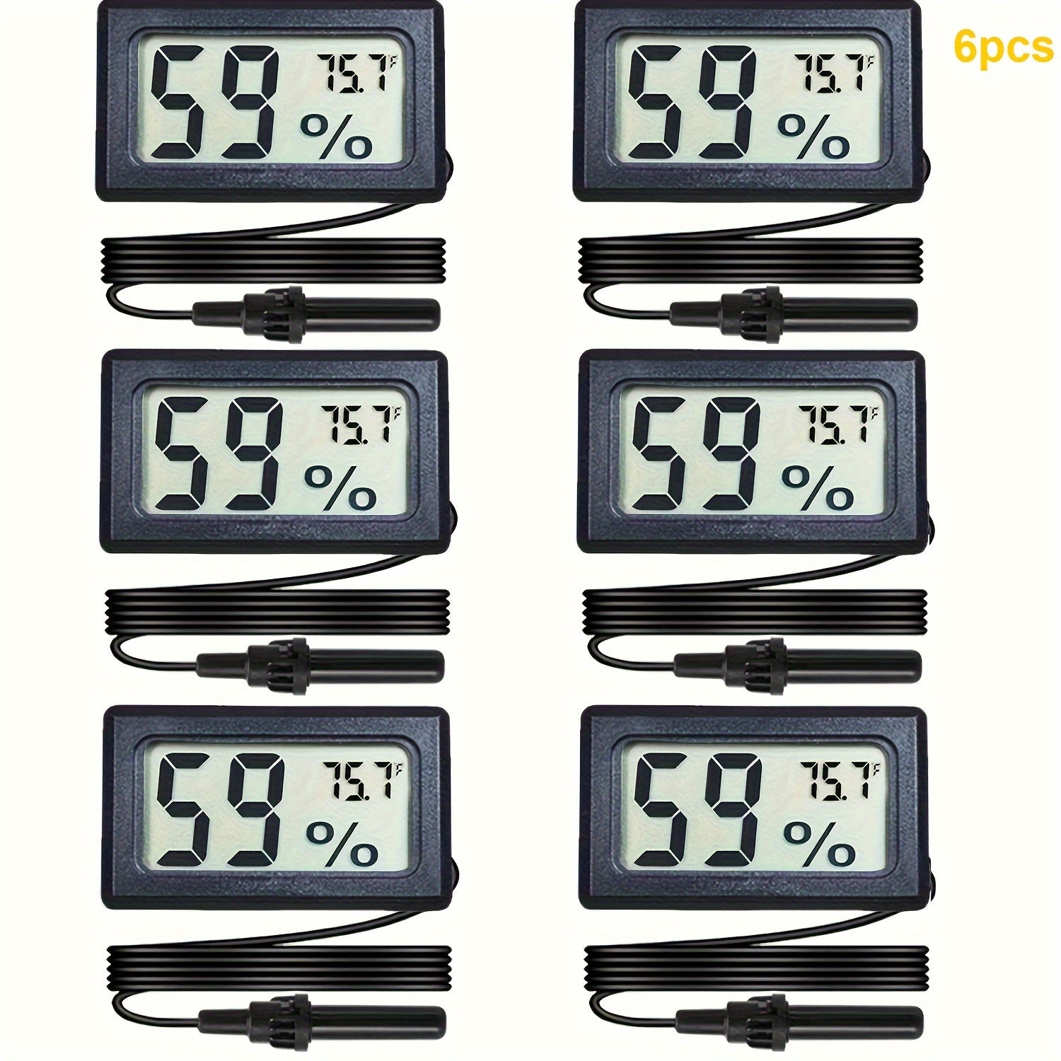 4/6/12 Pcs Mini Digital Hygrometer Thermometer with Probe for Reptile Incubator