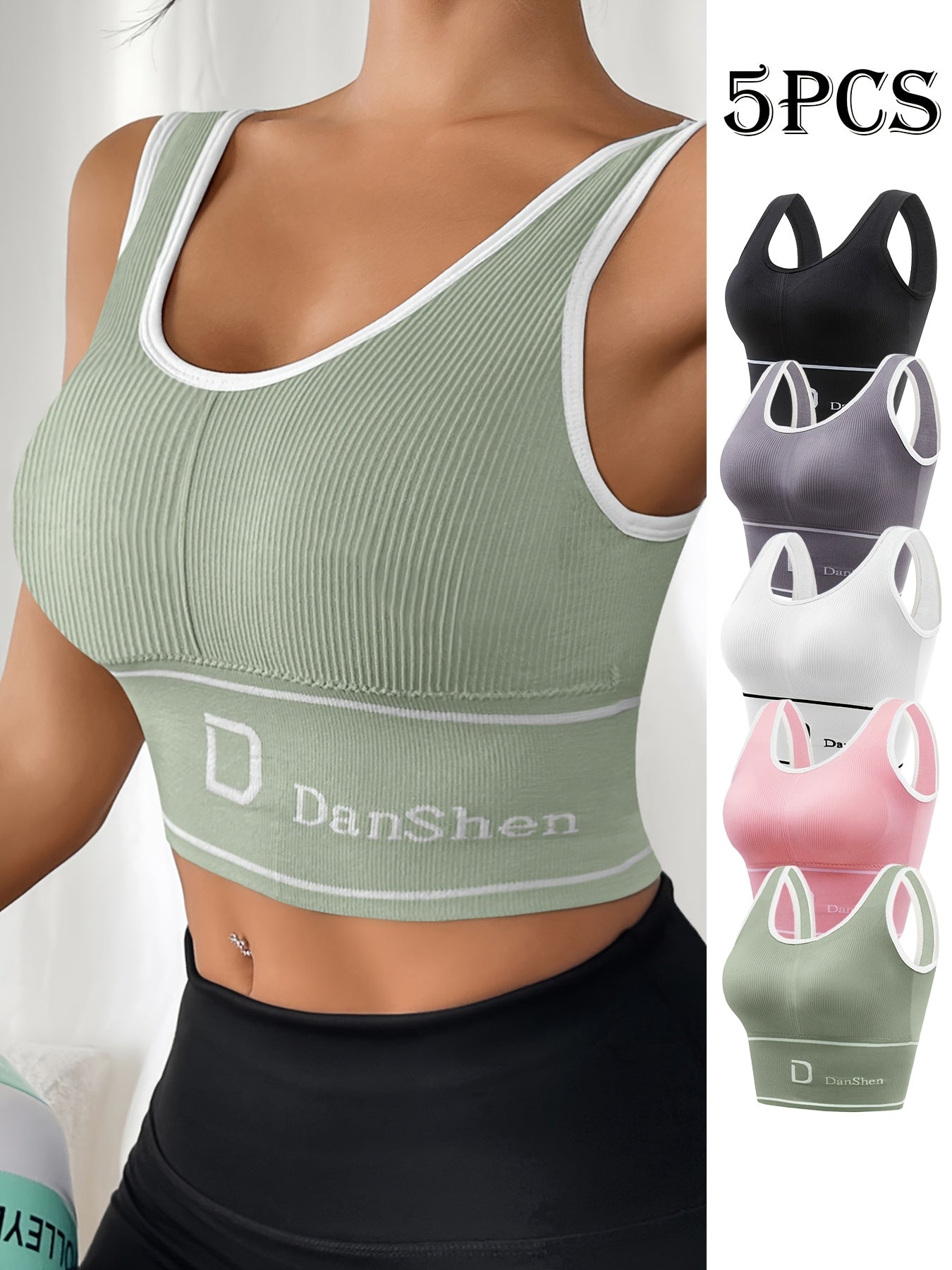 Plus Size Sports Bra 5-Pack Backless Padded Supportive Yoga Running