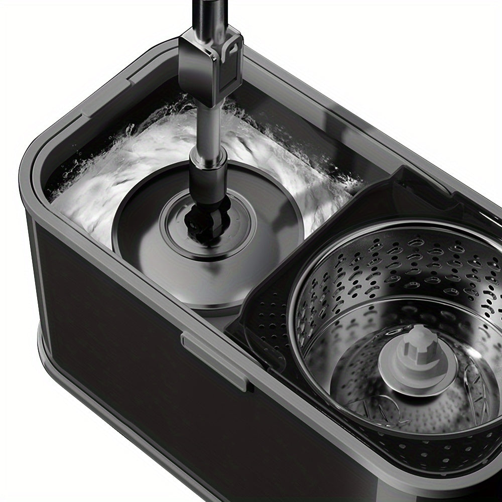 Stainless Steel Spin Mop and Bucket Set No Hands Cleaning for Home and Kitchen