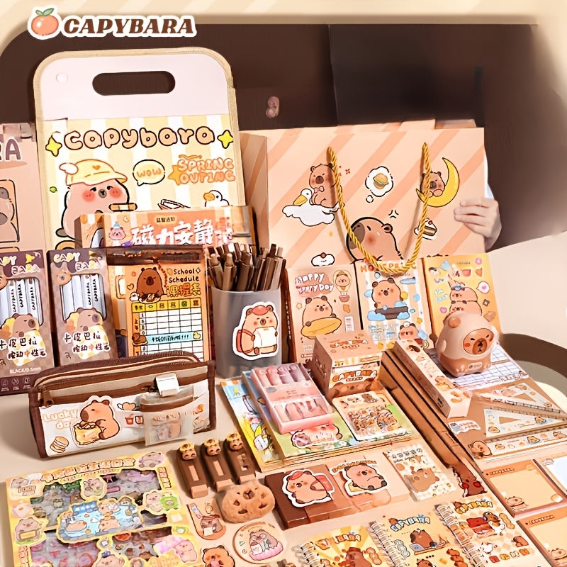 Capybara Themed Stationery Gift Set Notebooks Pens Paper Clips Accessories for Students and Animal Lovers