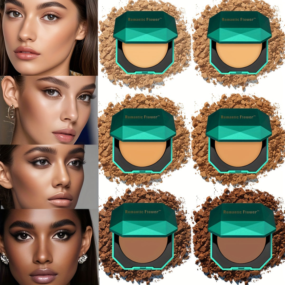 Polvo de contorno para mujer de 6 colores, mate oscuro, resistente al agua y al sudor