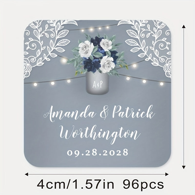 Shaxsiylashtirilgan To'y Sovg'alari Stikerlari - Maxsus Rahmat Etish Etiketkalari, Kvadrat Shakl (3.81-5.99sm), Qog'ozdan Yasalgan, Kelin To'y va Party Sovg'alari uchun Ism va Sana Kiritilgan (Turli Miqdorlarda Mavjud)