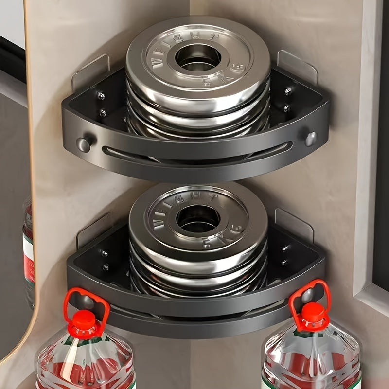 Juego de 3 estantes de esquina de plástico para baño y cocina, almacenamiento colgante