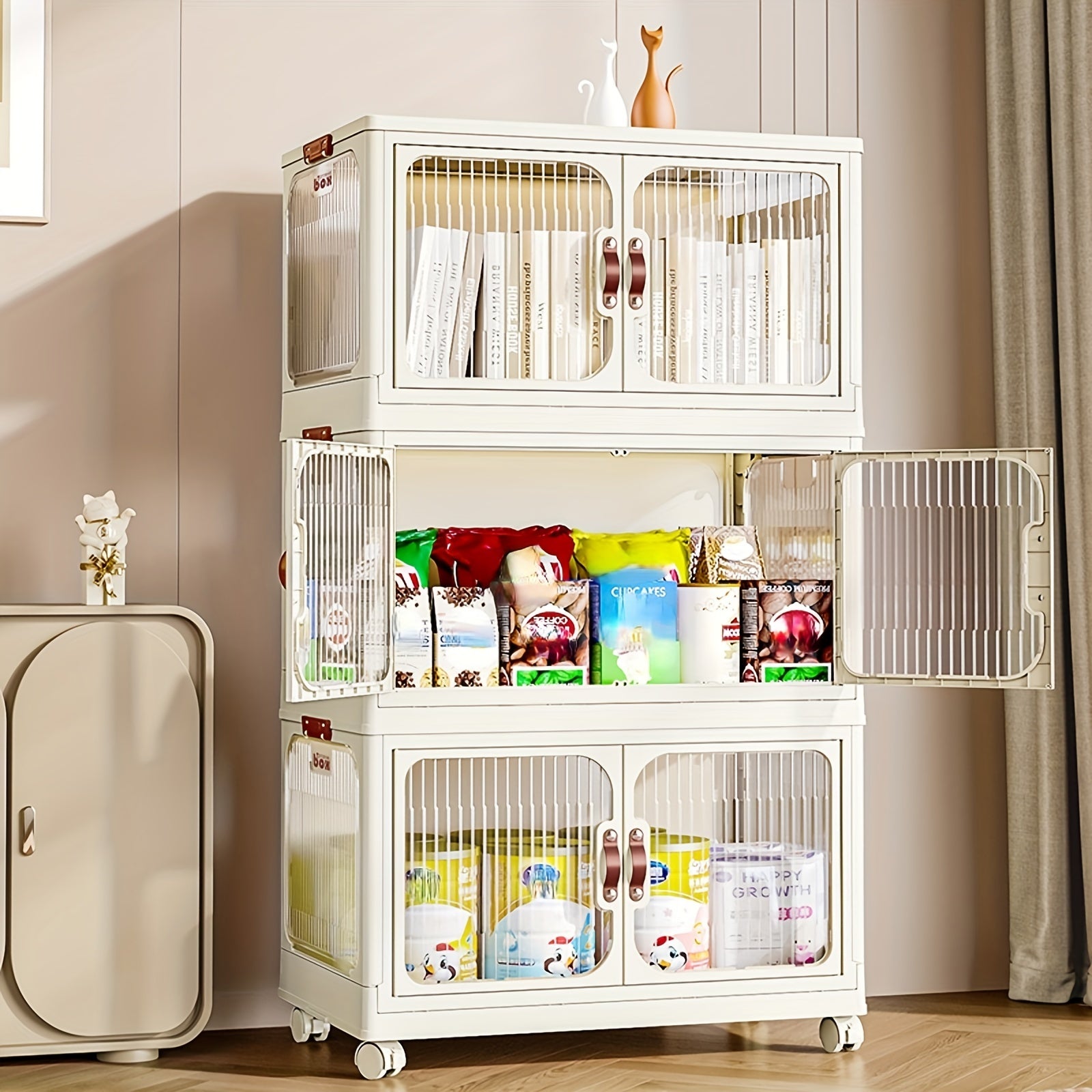 1 dona Egiluvchi Saqlash Qutisi, ikki eshikli, talabalar yotoqxonalari va uyda tartibga solish uchun ideal.