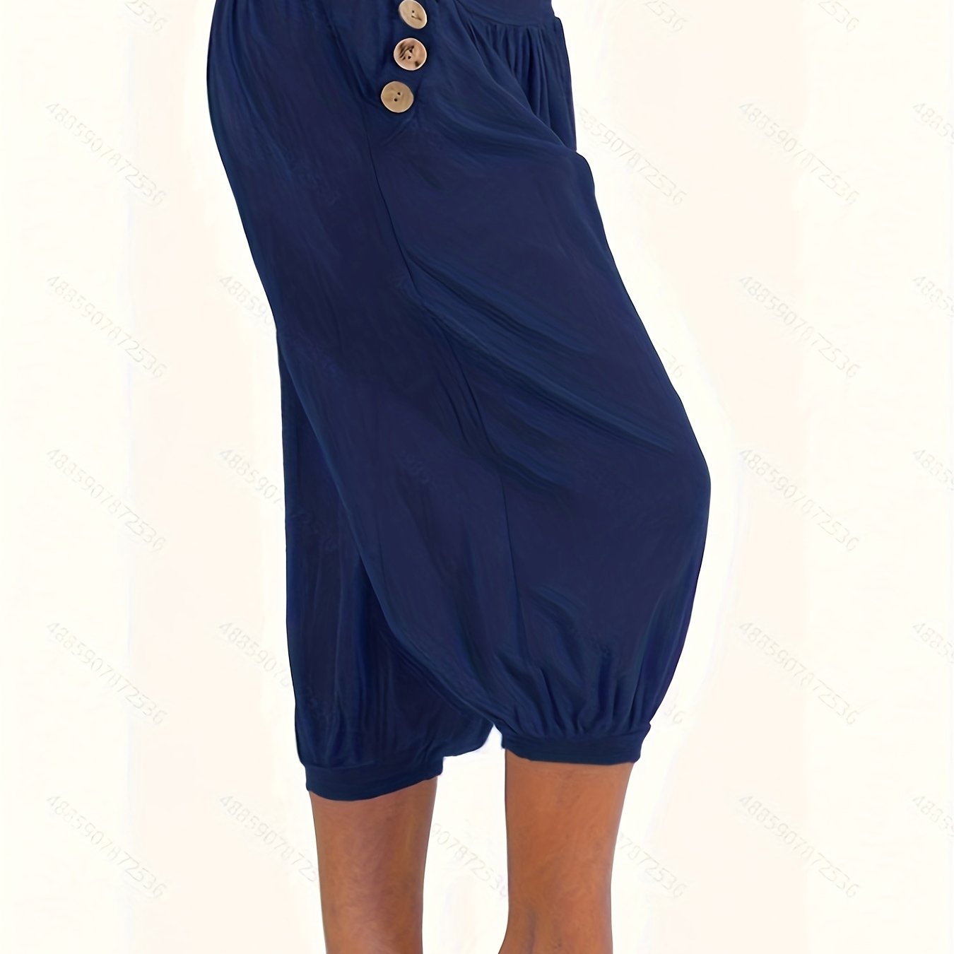 Women's Plus Size Loose-Fit Harem Pants in Solid Color, Summer Comfortable