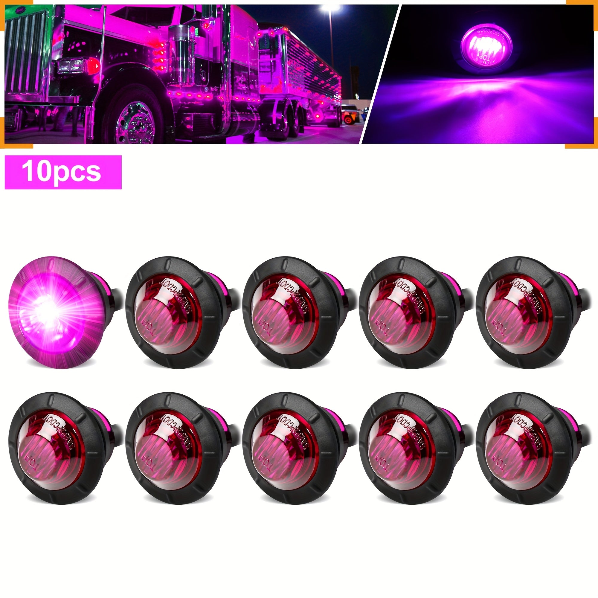 10 Pcs DC 12V Mini Round LED Flush Mount Indicator Lights for Car Boat Caravan