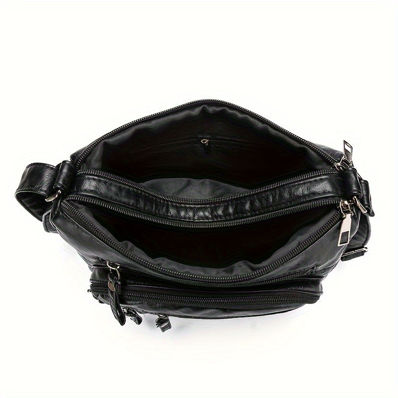 Casual Shoulder Bag with Adjustable Strap Large Capacity Zipper Closure Polyester Lined Crossbody Bag