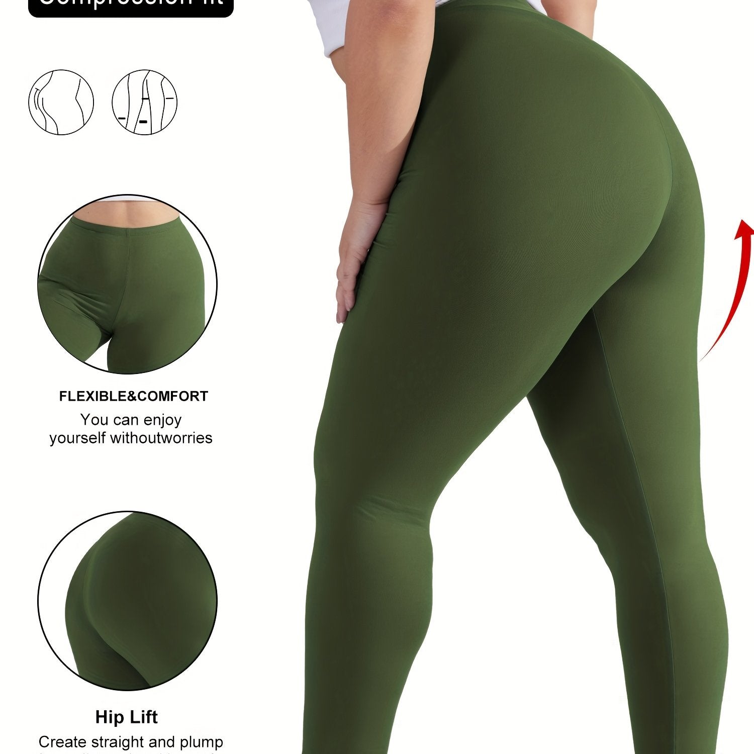 Plus Size Women's High Waist Stretch Yoga Leggings Tummy Control Tights
