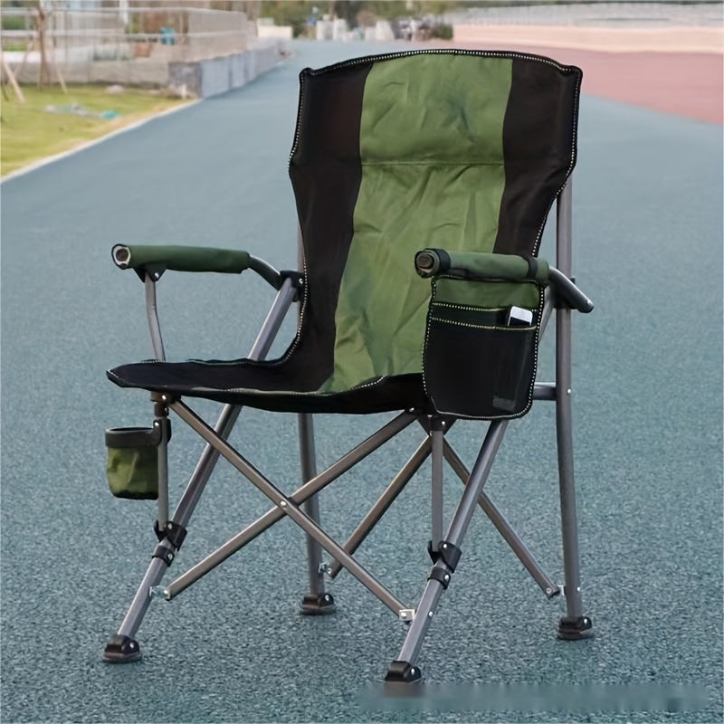 Large Outdoor Folding Chair with Storage Bag and Cup Holder for Camping Picnics and Fishing