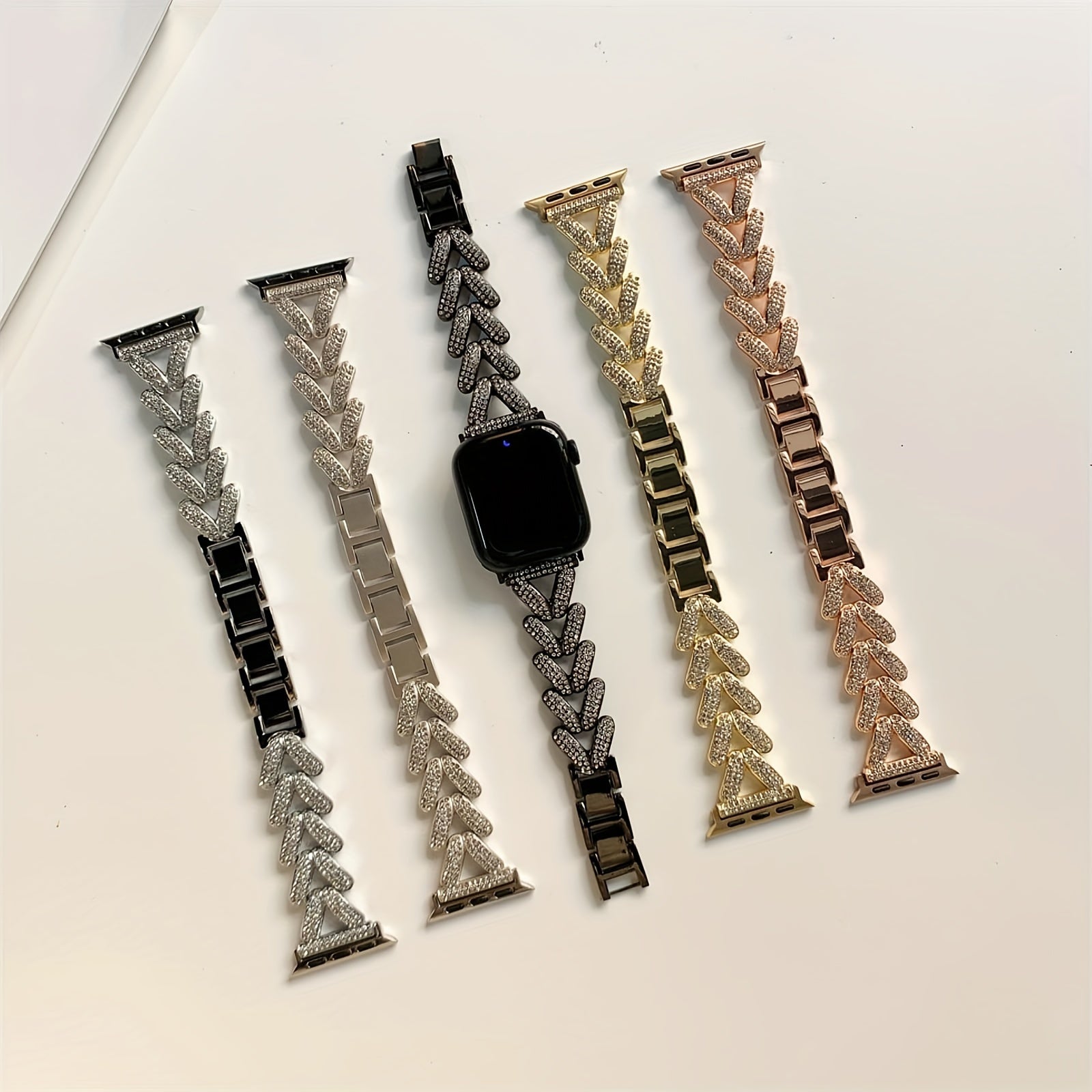 Women's Metal Floral Rhinestone Watch Bands for 38mm to 49mm Smartwatches