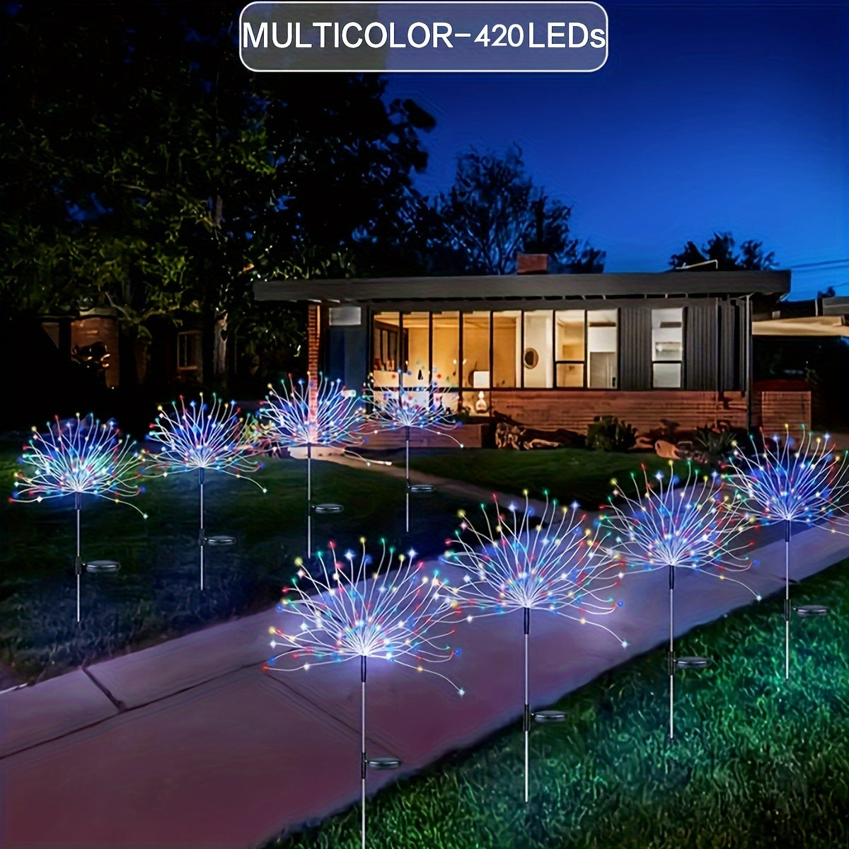 Solar-Powered Outdoor Fireworks Lights with 8 Modes 200LED 150LED 60LED