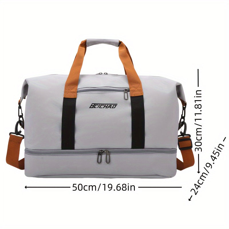 Oxford Gym Bag for Men and Women with Shoe Compartment Wet Pocket Grey Carry-On Weekender Tote