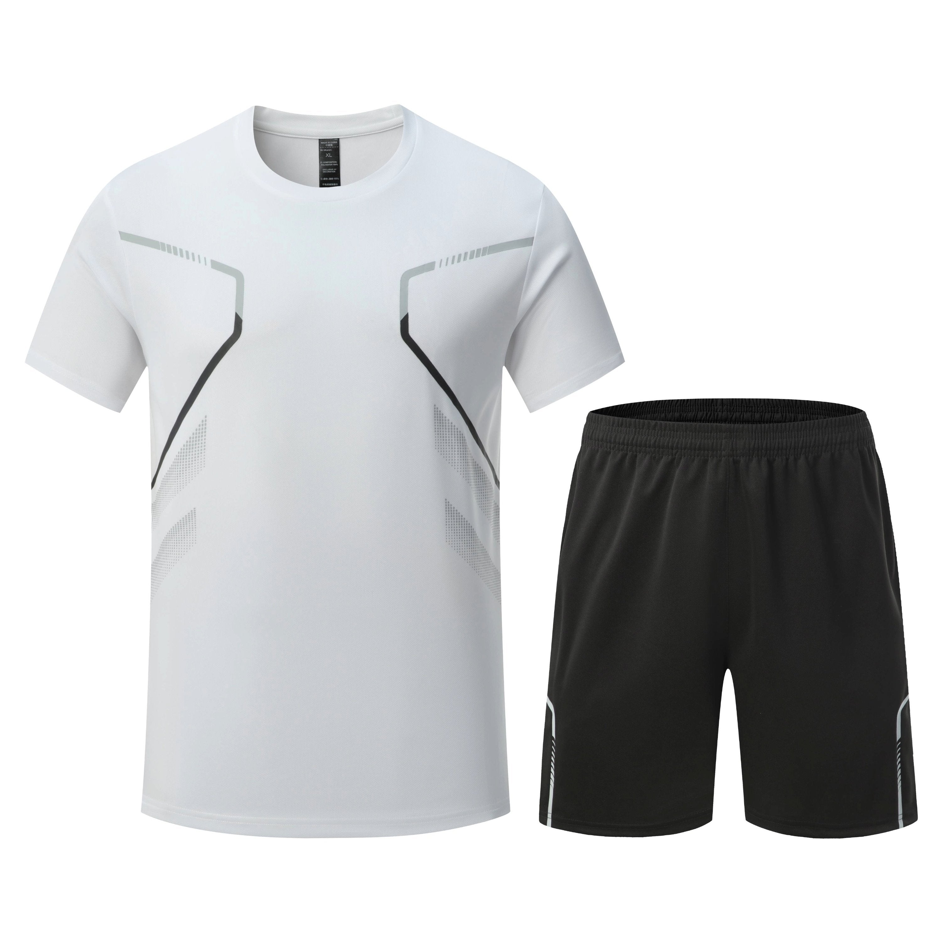 Men's Summer Quick-Dry Polyester Running Sportswear Set T-Shirt and Shorts