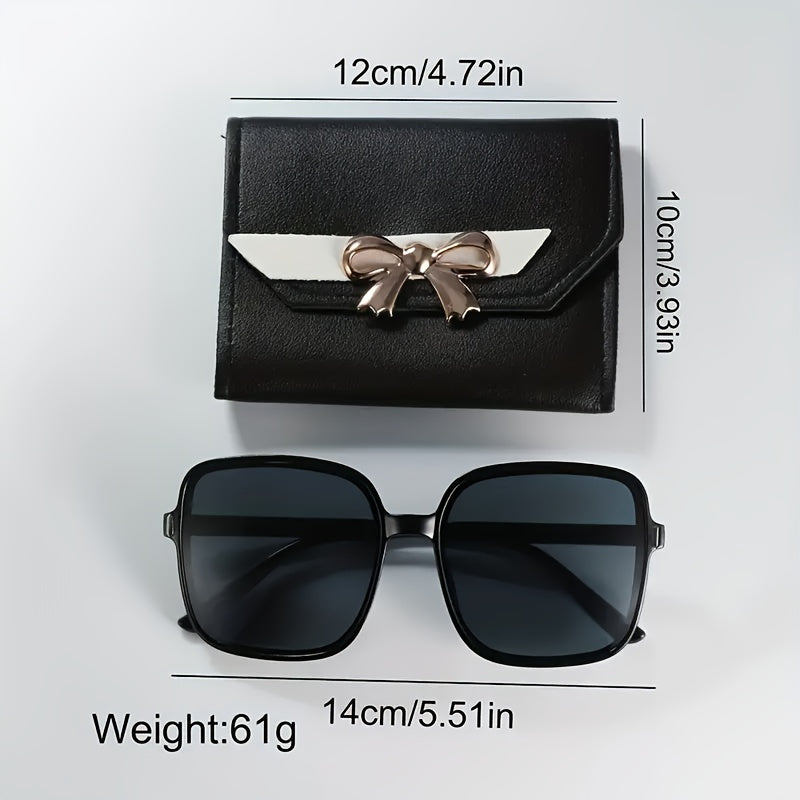 Women's Quartz Watch and Fashion Glasses Set with Bow Wallet