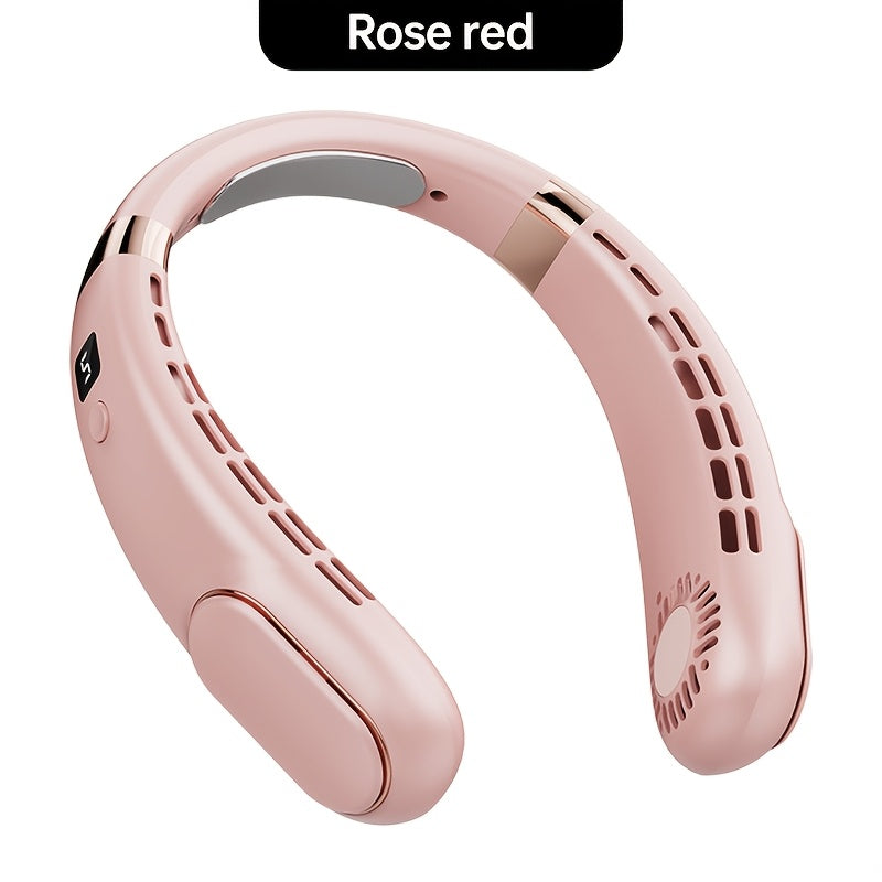 Portable USB Neck Fan with Adjustable Speed Digital Display for Outdoor Use