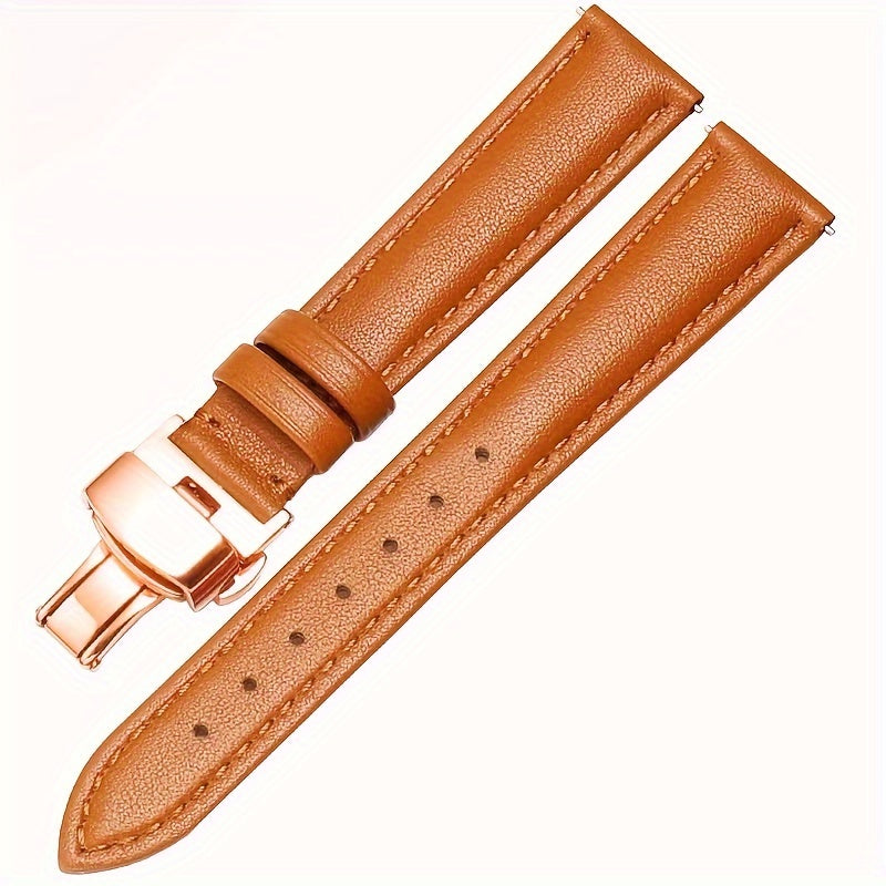 PU Leather Watch Strap with Automatic Butterfly Buckle, Various Sizes for Business or Gift