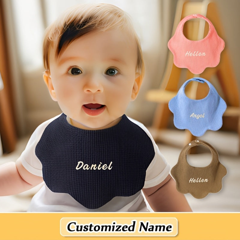 Personalized Baby Drool Bibs with Custom Embroidery, Adjustable Snap Closure