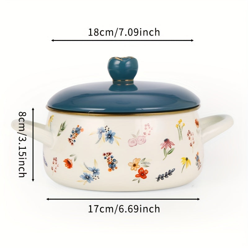 Enamel Cookware Pot with 18cm Diameter for Cooking and Serving