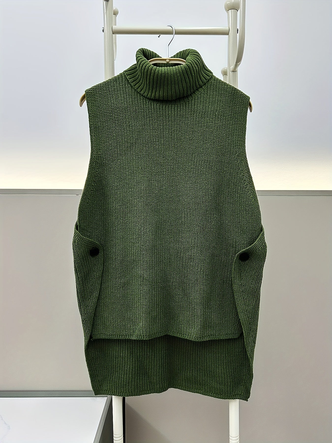 Chaleco sin mangas de cuello alto para mujer de color sólido talla grande casual para capas