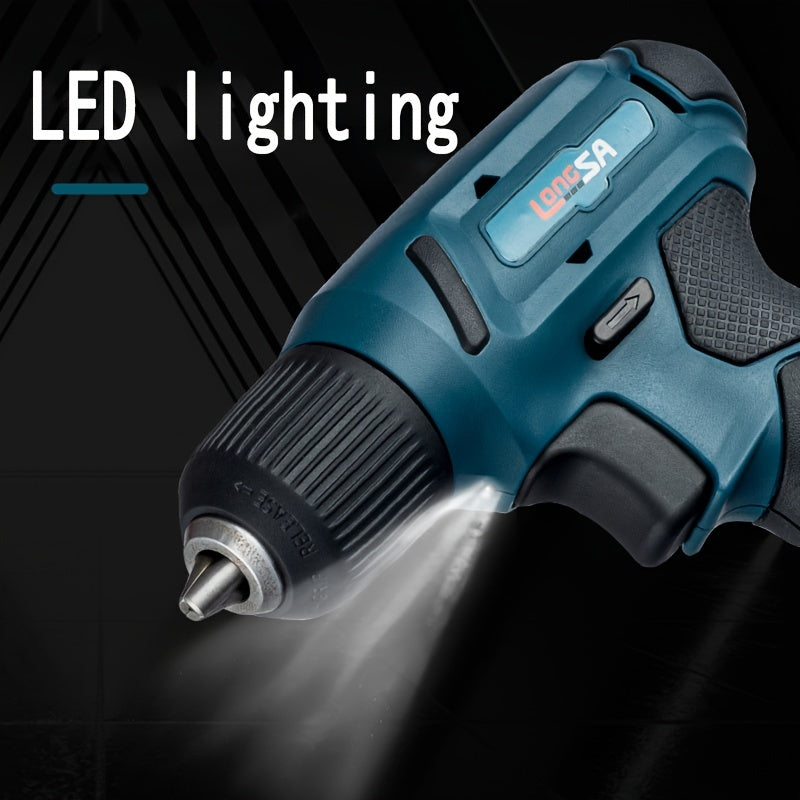 Lithium Electric Drill Set with USB Charging LED Light Cordless Screwdriver for DIY Tasks