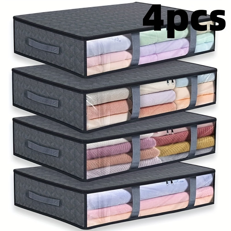 To'sagingiz ostida joylashadigan to'rt ta'kalanadigan saqlash sumkasi, shaffof derazalar va kuchli tutqichlar bilan - kiyim, ko'rpa, sviter, yotoq to'shagi, o'yinchoqlar va boshqalarni saqlash uchun ideal - Rang: Kulrang