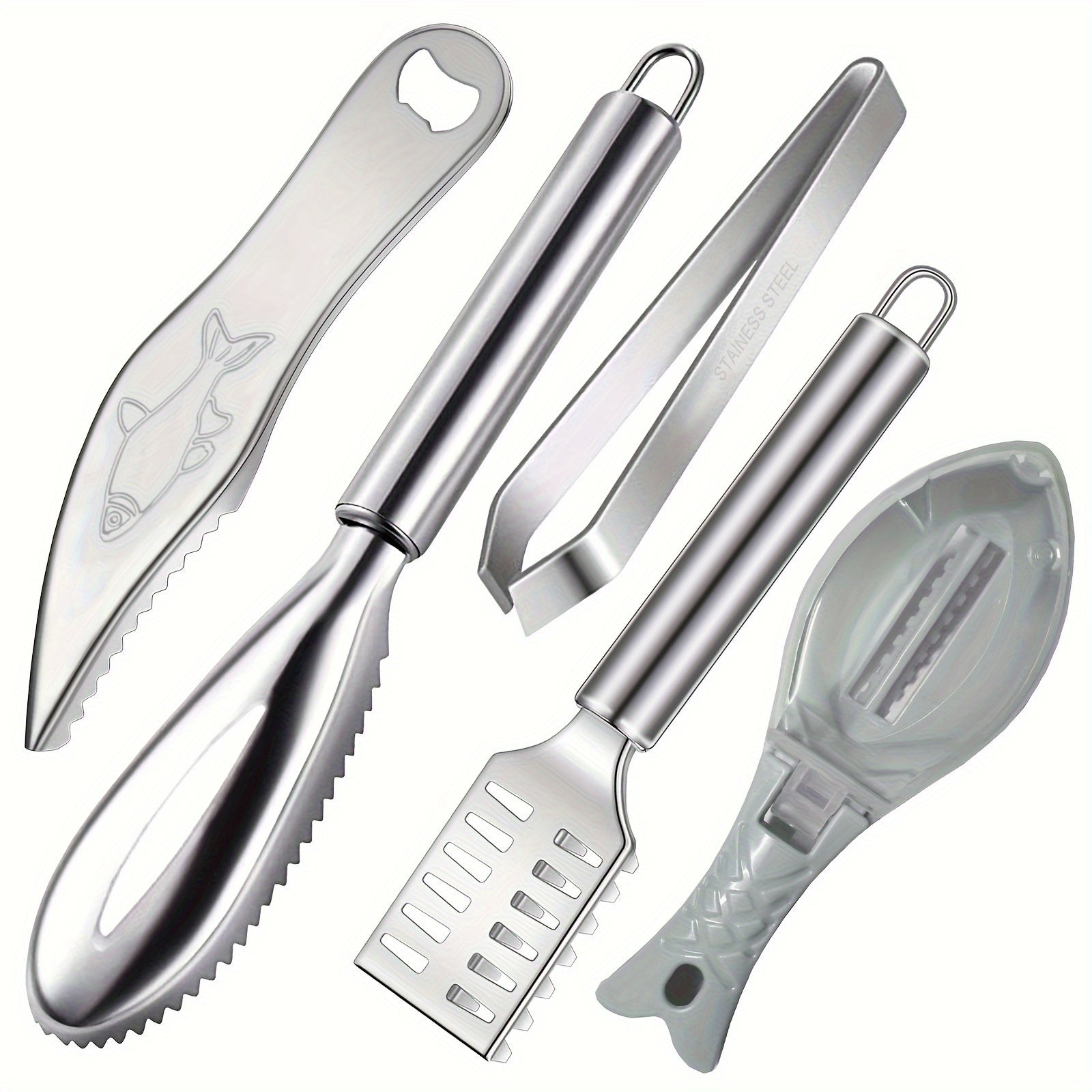 Set of 5 Metal Fish Scalers for Kitchen and Restaurant Use