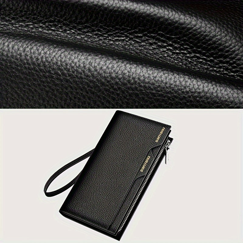 Men's Genuine Leather Wallet Large Capacity Multi-Card Cowhide Clutch Driver License Slot