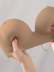 Ayollar uchun uzluksiz yupqa yuqori va qalin pastki U-shaklidagi orqa qismi bo'lmagan qo'llab-quvvatlovchi ko'kraklar