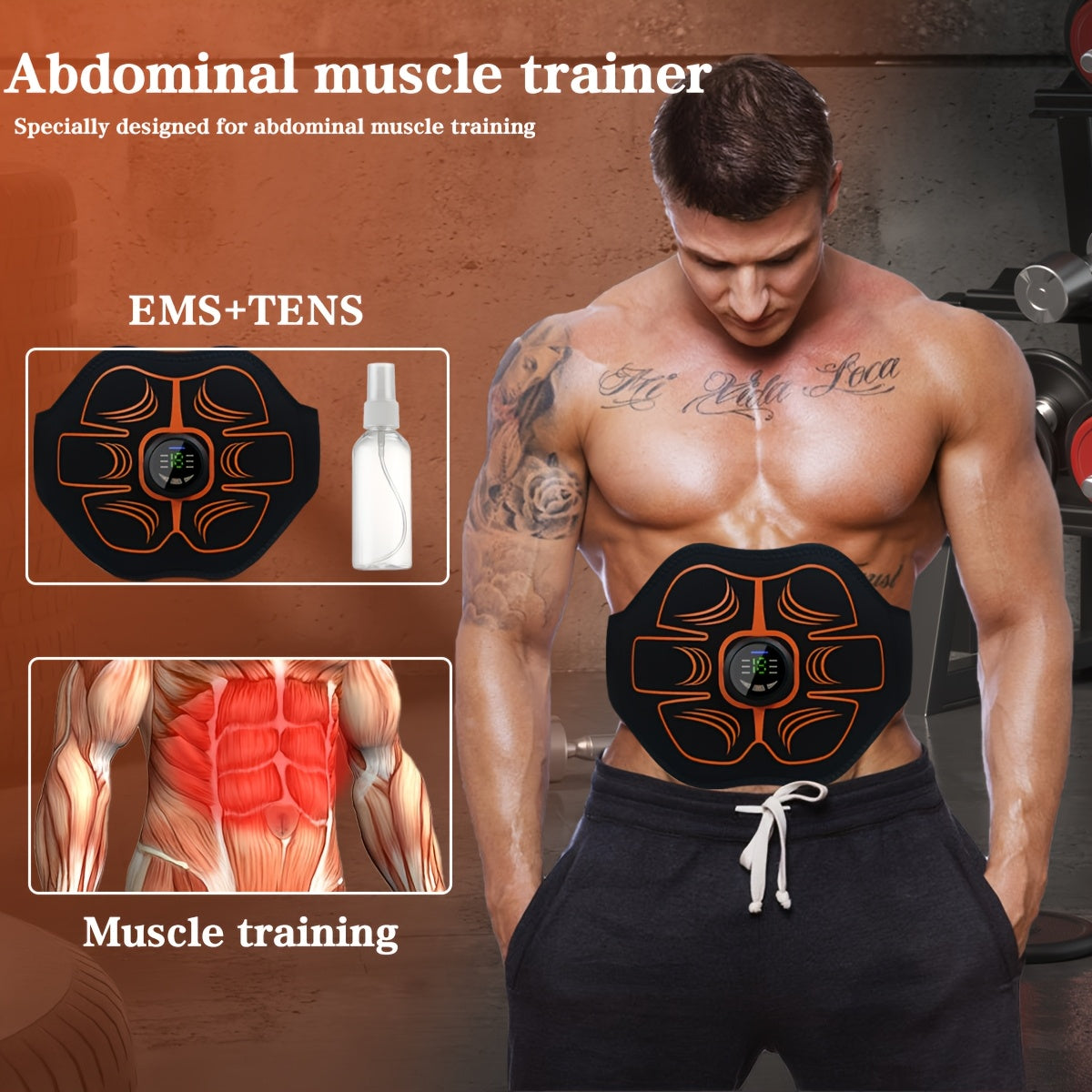 EMS Muscle Stimulator for Waist with Multiple Modes and Intensity Levels for Home Travel and Office Use