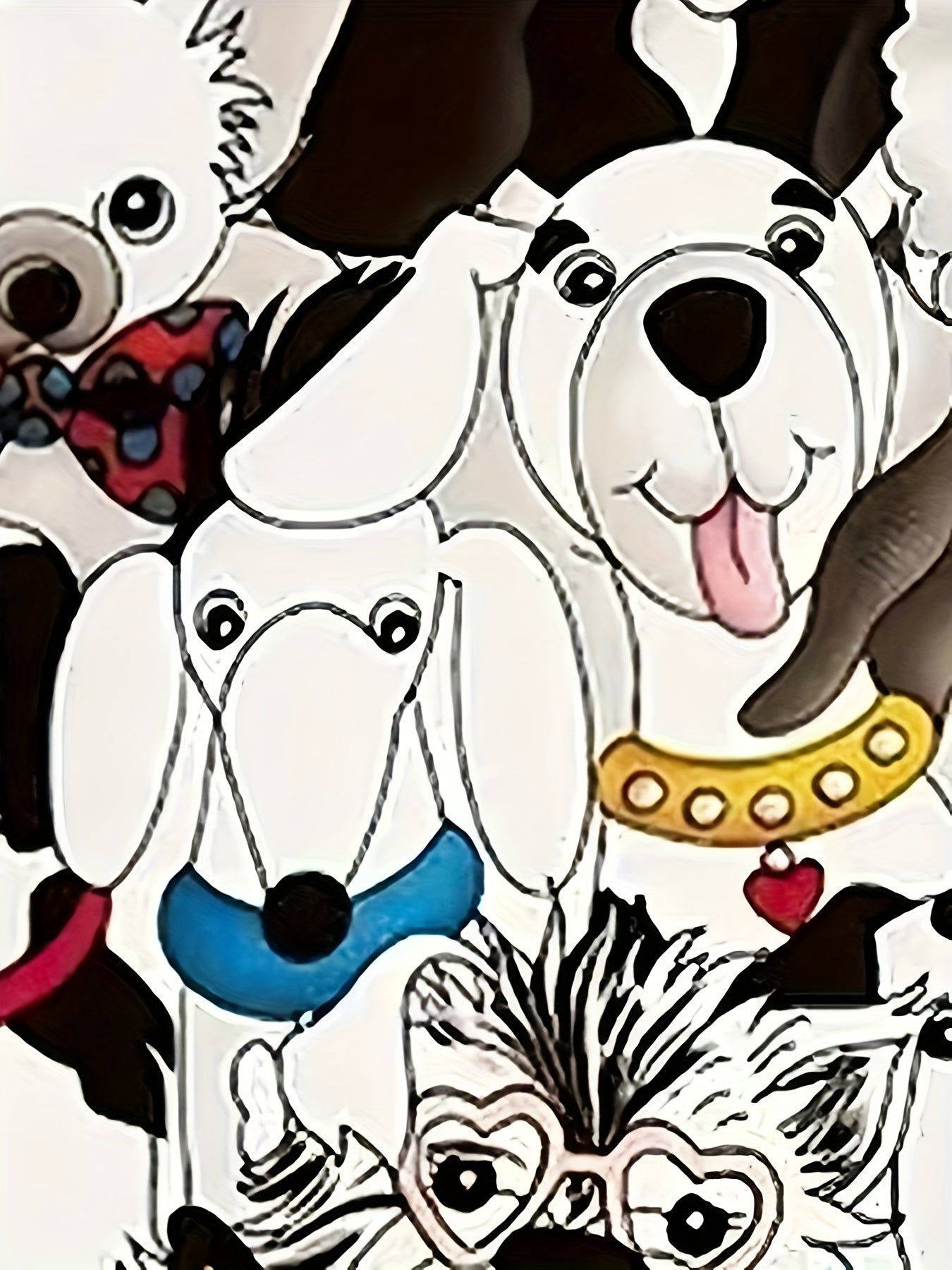 Pantalones anchos de mujer de talla grande con estampado de perros, pantalones casuales de poliéster con cintura elástica