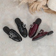 Women's Metallic Buckle Loafers Adjustable Slip-On Flats Casual Shoes