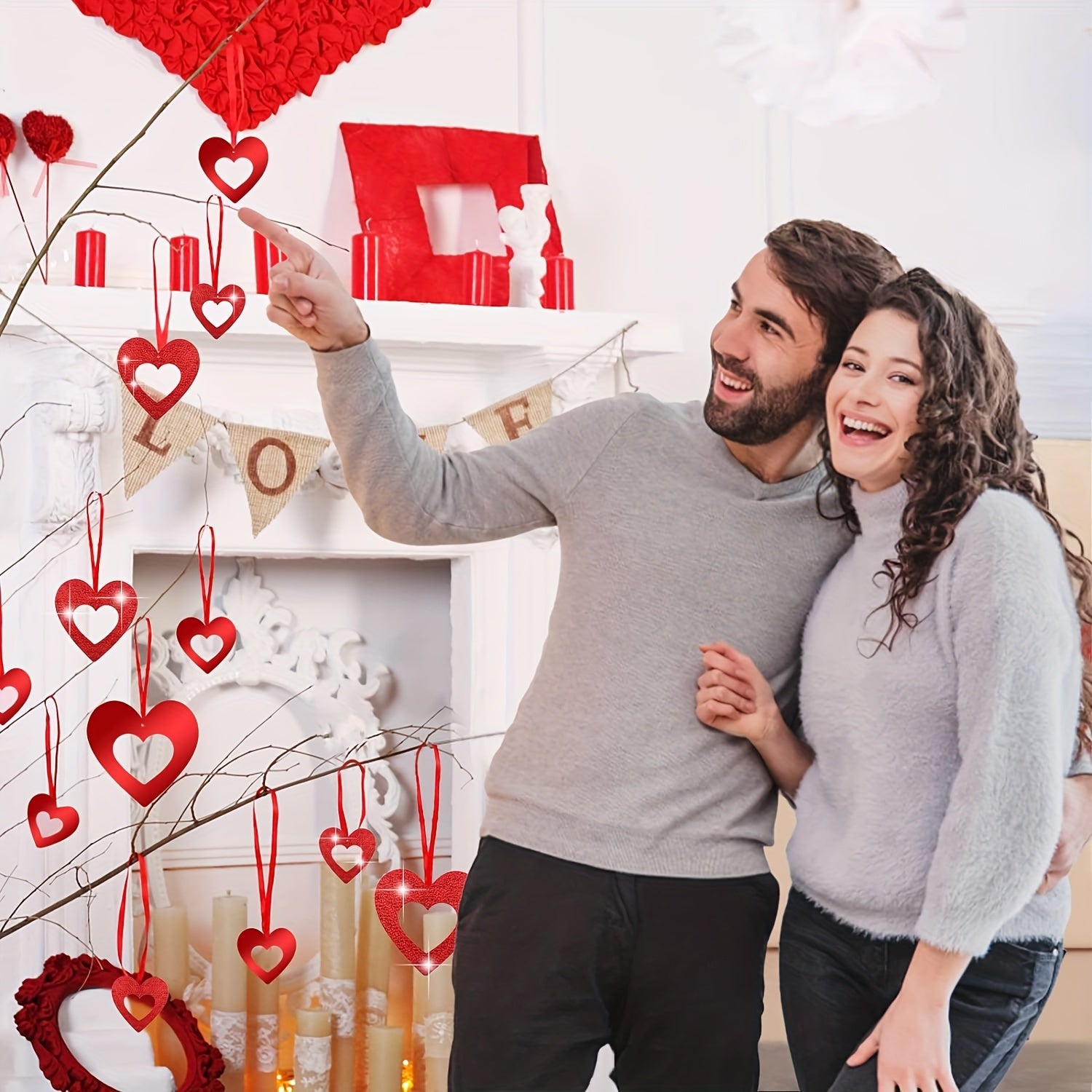 200 Red Heart Sequin Hanging Decorations for Valentine's Day Weddings Parties