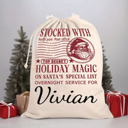 Customized Christmas Santa Sack with Name Oversized Canvas Gift Bag with Drawstring Closure