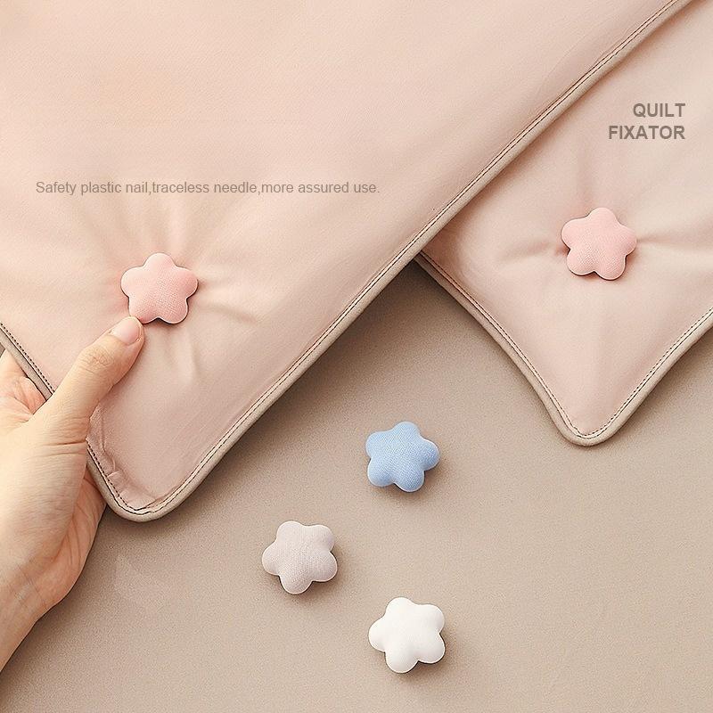 Set of 6 Pink Floral Bedding Fasteners Non-Slip Duvet Cover Sheet Holders