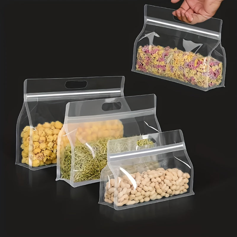 50 Reusable Self-Sealing Food Storage Bags Transparent Thick Plastic Zip Pouches for Snacks Tea Noodles