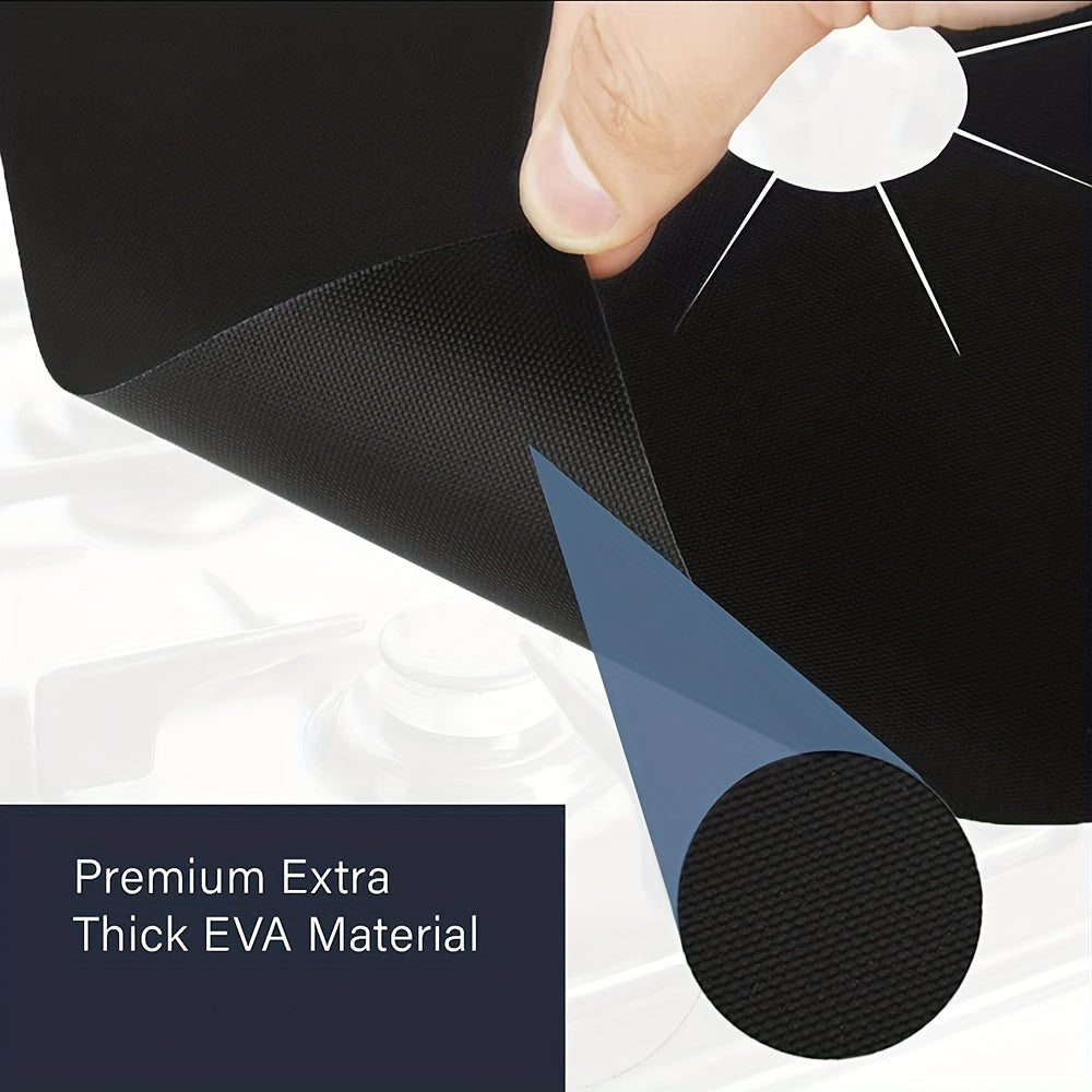 8pcs Black Gas Stove Protectors Reusable Non-Stick Quick Cleaning Liners 10.6x10.6 Inches