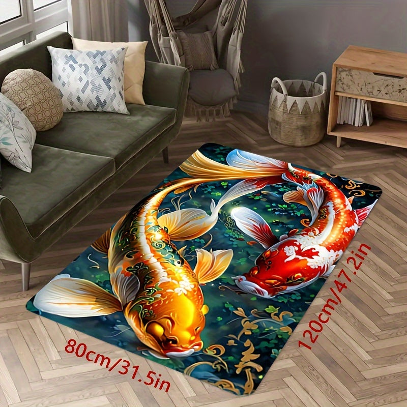 3D Fish Print Rug Non-Slip Washable Home Decor for Bedroom Office