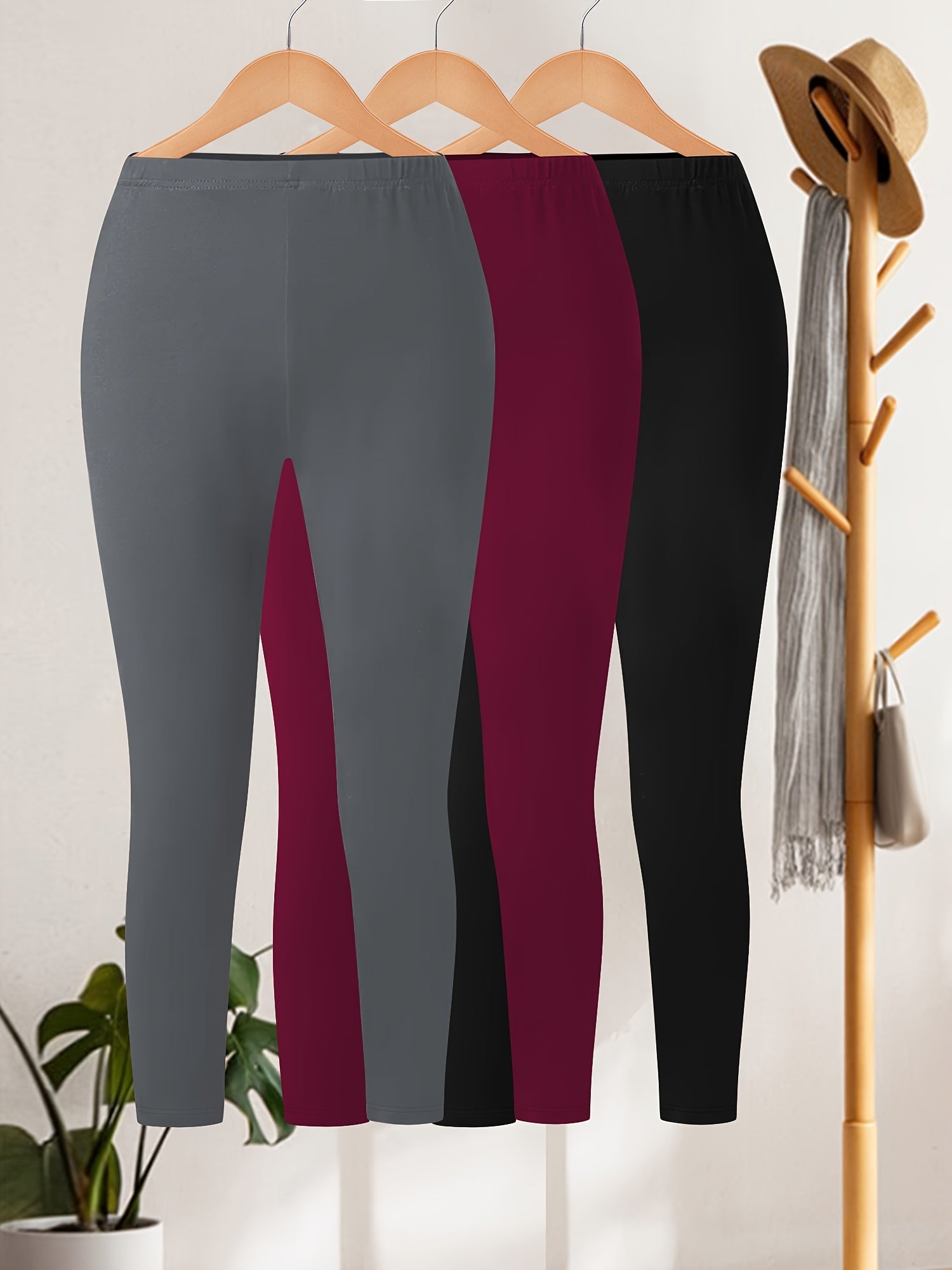 Plus Size Regular Waist 9 Points Bottom Pants 3 Pack