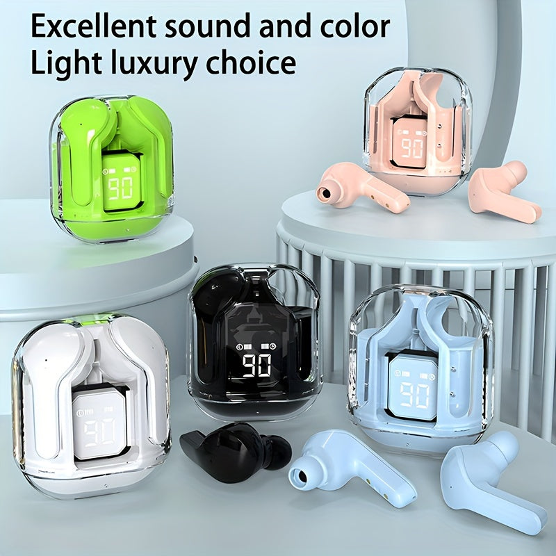 Transparent Wireless Earbuds with Clear Call Sound Touch Control Multiple Colors for Music and Gaming