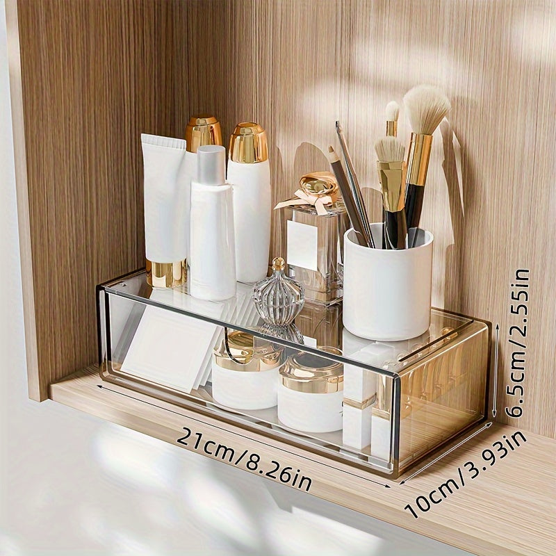Plastic Cosmetics Storage Box with Drawers Stackable Bathroom and Bedroom Organizer