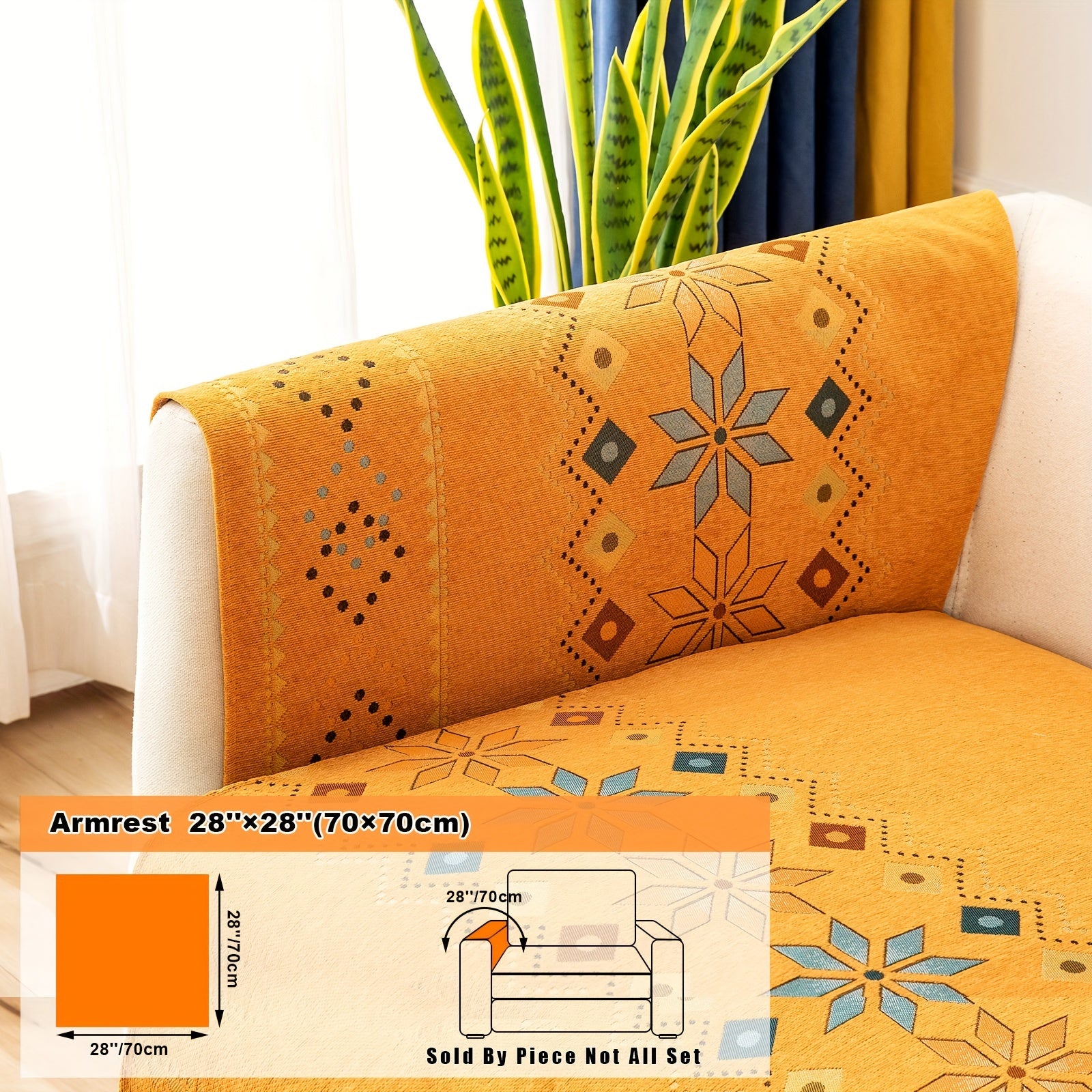 Bohemian Embroidered Sofa Slipcover with Pillowcase and Cushion Covers for Living Room and Bedroom