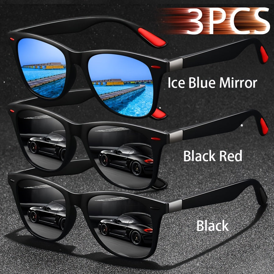 Unisex Vintage Square Glasses Full Rim Polycarbonate Frame Anti-Glare for Driving Hiking and Daily Use