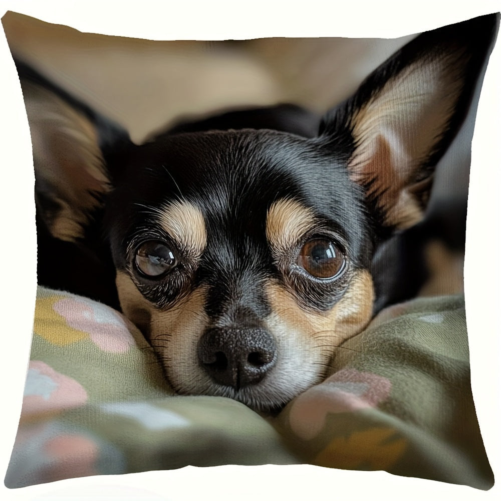 Chihuahua Print Throw Pillow Cover Reversible Polyester Decorative Cushion for Sofa Bed Car